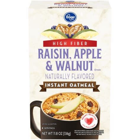 Kroger® High Fiber Raisin Apple & Walnut Instant Oatmeal Case Sale, 12 ct / 11.8 oz - Kroger