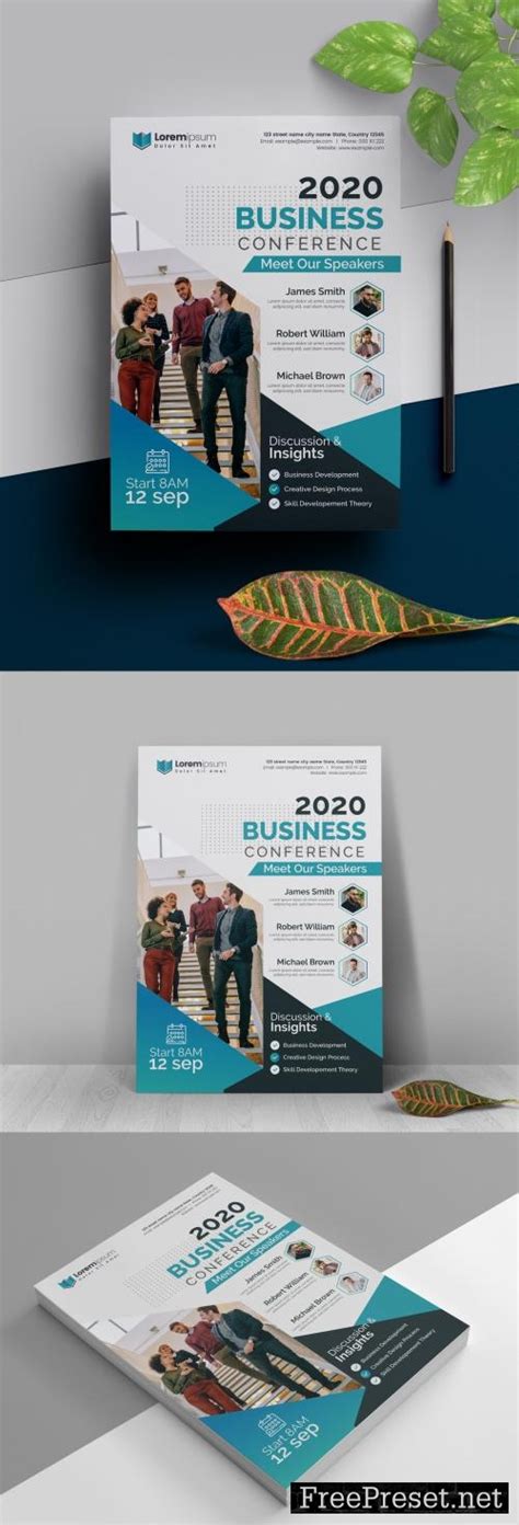 Adobe Stock - Annual Conference Event Flyer Layout with Teal Accents ...