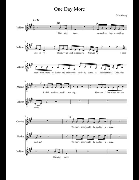 One Day More (Vocals only) sheet music for Synthesizer download free in ...