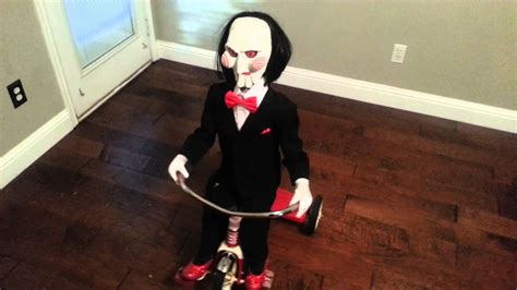 Jigsaw Billy Lifesize Billy Puppet on Tricycle from SAW - YouTube