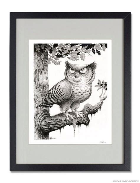 OWL Art PRINT the Spirit of Wisdom Pen and Ink Drawing SIGNED - Etsy