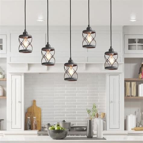 LNC Mocha Brushed Gray Farmhouse Cylinder LED Mini Hanging Kitchen Island Light Lowes.com ...