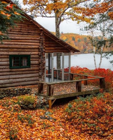 🍂🍁🎃 | Cabins in the woods, Autumn cozy, Lake house