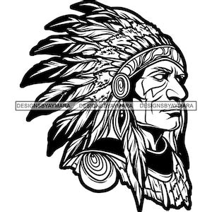 Cherokee Indian Portrait Native American Man Headdress Feathers Warrior ...