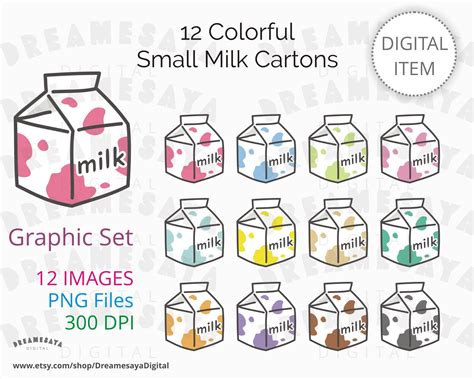 Milk Carton Clip Art Digital Image of Milk in Small Carton | Etsy