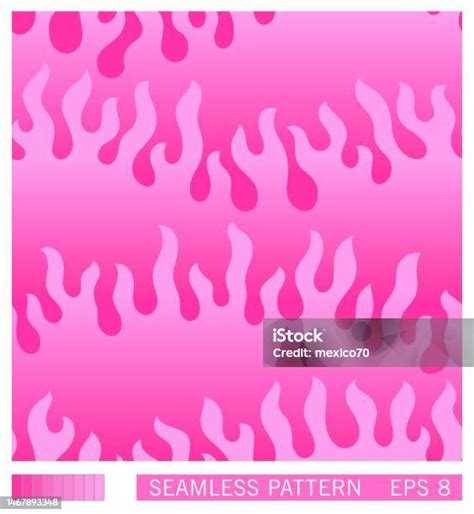 Seamless Pattern Cartoon Groovy Fire Trendy Y2k Horizontal Silhouette Of Spurts Of Flames Vector ...