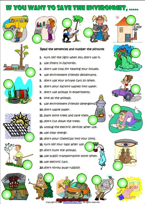 Imperative Sentences about Environment ESL Worksheet | Pollution ...