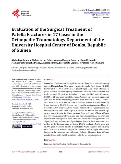 (PDF) Evaluation of the Surgical Treatment of Patella Fractures in 17 ...