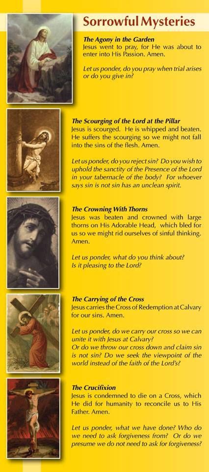 The Sorrowful Mysteries ~ Lovely reflections for each mystery too. Catholic Prayers, Catholic ...