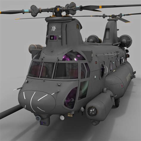 3d model mh 47 chinook rigged