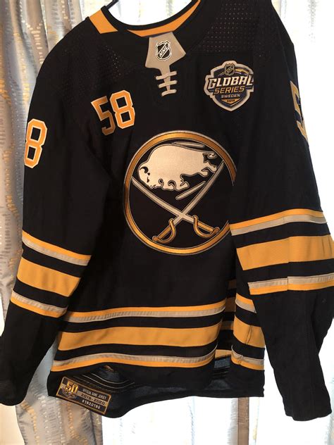 Global series game worn Sabres jersey : r/hockeyjerseys