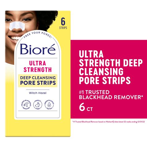 Biore Blackhead Remover Pore Strip, Witch Hazel Ultra Cleansing Pore Strips, Oil-Free, Nose ...