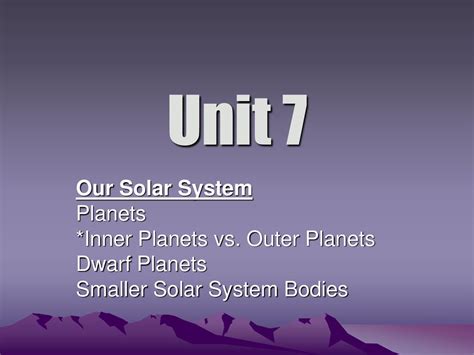 Unit 7 Our Solar System Planets *Inner Planets vs. Outer Planets - ppt ...