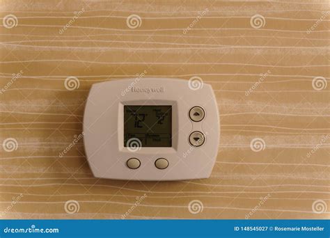 Honeywell Thermostat Mounted on a Wall Editorial Photography - Image of engineering, contractor ...