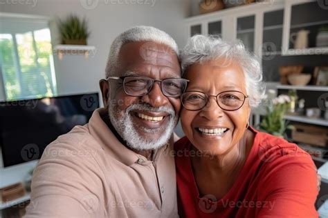 AI generated Elderly Couple Taking a Selfie in a Modern Living Room 38002395 Stock Photo at Vecteezy