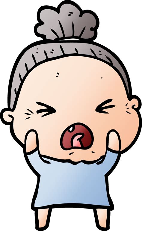 cartoon angry old woman 12545169 Vector Art at Vecteezy