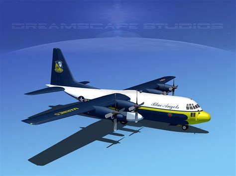 Lockheed C-130 Hercules Blue Angels 3D model rigged | CGTrader