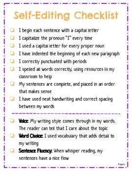 Editing & Summary Writing Checklist Bundle by Natasha Santina | TPT