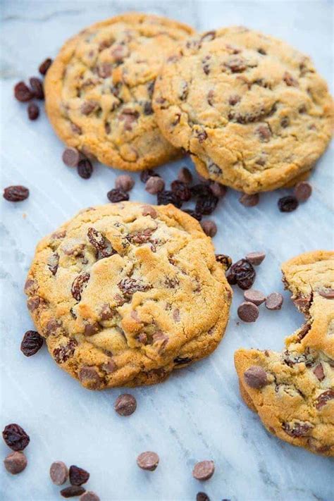 Milk Chocolate Chip Cookies with Raisins - The Kitchen Magpie