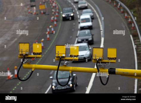 Average Speed cameras monitor traffic through roadworks on the M5 Motorway through Bromsgrove ...