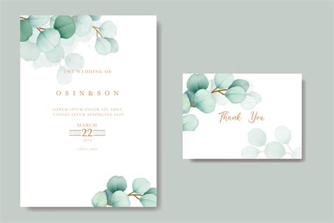 Watercolor Eucalyptus Wedding Invitation Graphic by ningsihretno262 ...