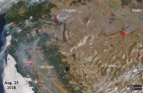 Satellite photo shows smoke from wildfires - Wildfire Today