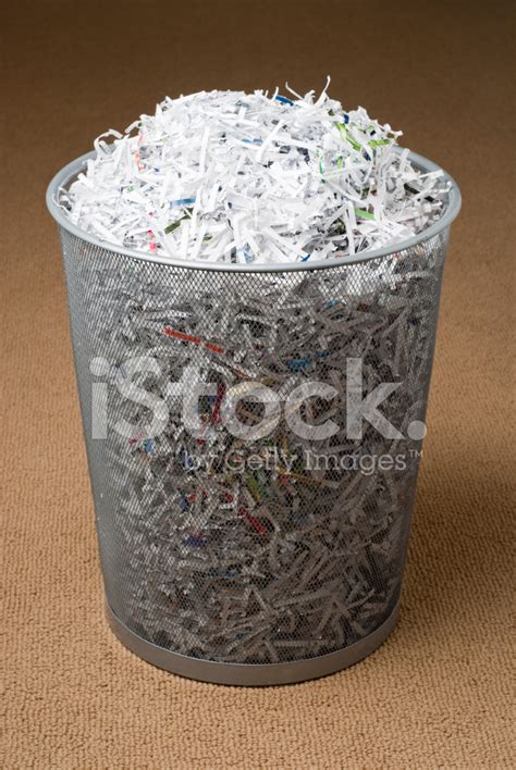 Wastepaper Basket Filled With Shredded Paper Stock Photo | Royalty-Free ...