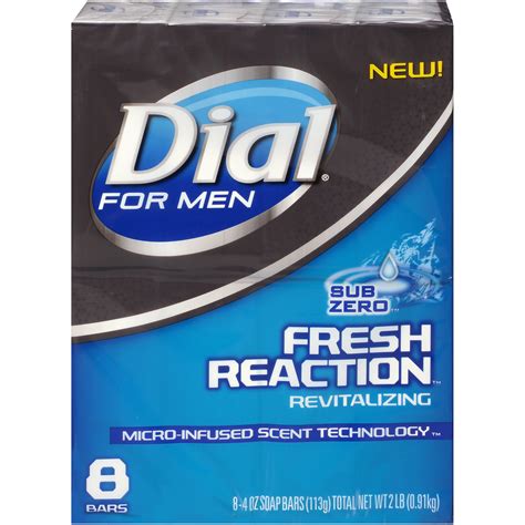 Dial for Men Bar Soap, Fresh Reaction Sub Zero, 4 Ounce Bars, 8 Count ...