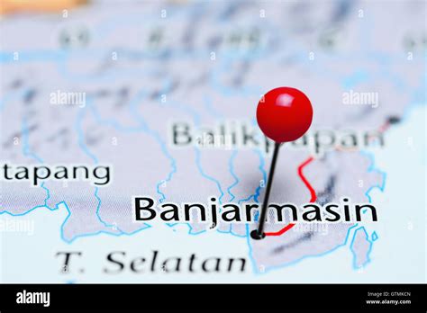 Banjarmasin pinned on a map of Indonesia Stock Photo - Alamy