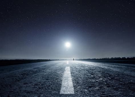 nature, Landscape, Starry Night, Moon, Road, Asphalt, Moonlight Wallpapers HD / Desktop and ...