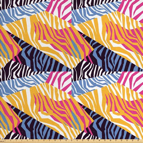 Safari Fabric by The Yard, Colorful Animal Skin Zebra Print Wildlife Inspired Design Artwork of ...