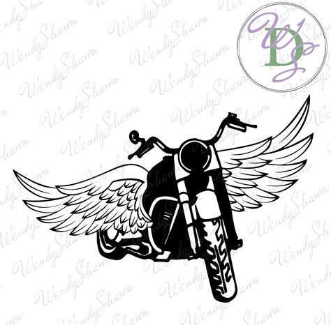 Motorcycle With Wings, Ribbon Grange Svg, Motorcycle Svg, Motorbike Svg ...