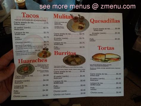 Menu at Tacos Lupita - Lowell restaurant, Lowell