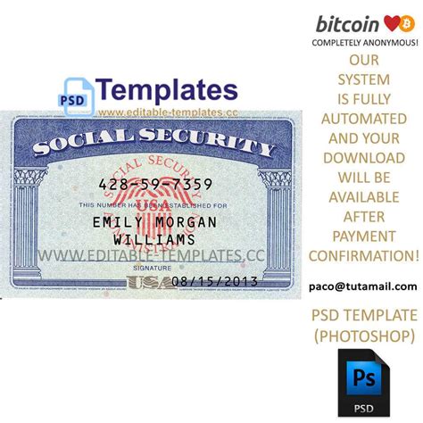 Fully Editable Ssn Usa Psd Template within Editable Social Security Card Template – Sample ...