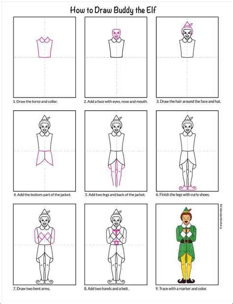 How to Draw Buddy The Elf Tutorial and Buddy the Elf Coloring Page ...