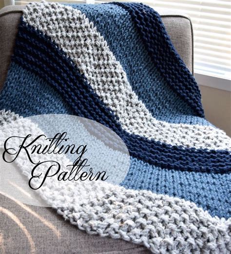 Knitting Pattern for Easy Beginner Chunky Blanket - This throw knit in sections of g… | Beginner ...