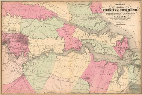 Johnson’s Map of the Vicinity of Richmond and Peninsular Campaign in Virginia | Curtis Wright Maps