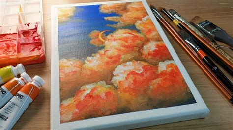 Acrylic Painting/Orange cloud painting #64 /How to Orange cloud painting - YouTube