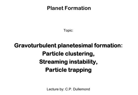 Particle clustering and planetesimal formation