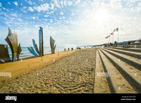 Les Braves Memorial metal sculpture at the Omaha Beach war memorial in Normandy France honoring ...