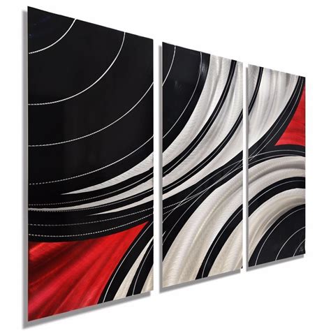 Abstract Black & Red Modern Metal Wall Art Decor - Fresh Perception by ...