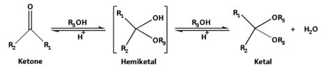 What is meant by ketal? Give an example of reaction (with mechanism) showing its formation.