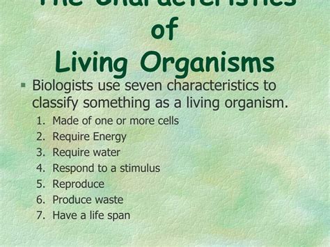 PPT - Characteristics of living organisms PowerPoint Presentation, free ...