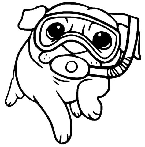 Dibujos de Perro Pug para Colorear para Colorear, Pintar e Imprimir - Dibujos-Online.Com