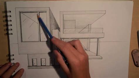 ARCHITECTURE | DESIGN #2: DRAWING A MODERN HOUSE (1 POINT PERSPECTIVE ...