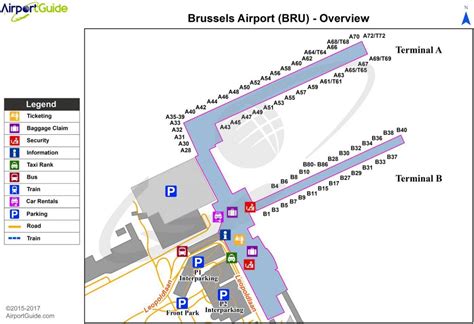 Map of Brussels airport: airport terminals and airport gates of Brussels