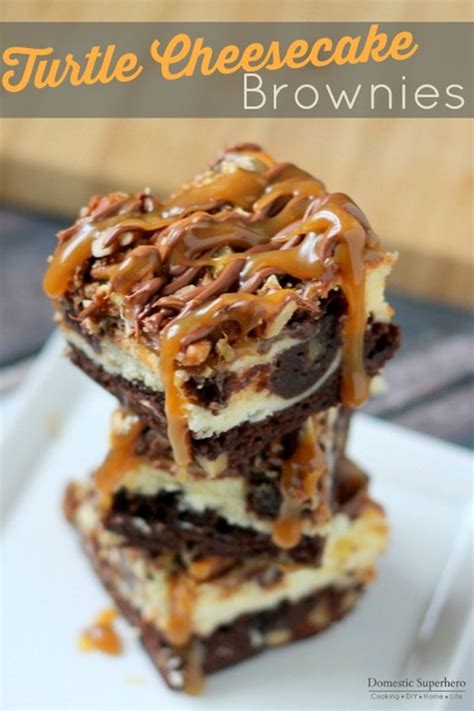 Turtle Cheesecake Brownies - An Easy Cheesecake Recipe