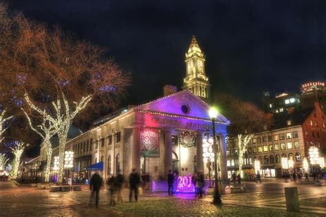 Boston Quincy Market Night Holiday Scene Photograph by Joann Vitali - Fine Art America