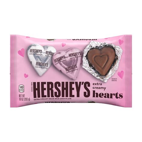 HERSHEY'S, Extra Creamy Solid Milk Chocolate Valentine's Day Hearts Candy, 10 Oz. Bag - Walmart.com