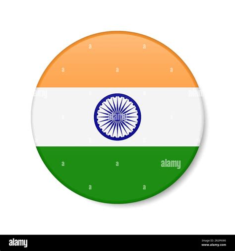 India circle button icon. Indian round badge flag with shadow. 3D ...